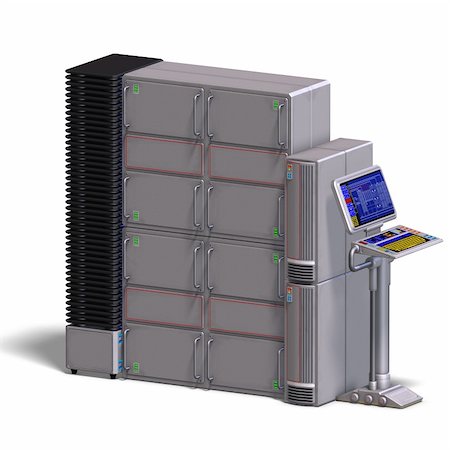 a historic science fiction computer or mainframe. 3D rendering with clipping path and shadow over white Stock Photo - Budget Royalty-Free & Subscription, Code: 400-04309330