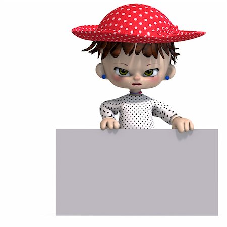 simsearch:400-04289007,k - cute and funny cartoon doll with hat. 3D rendering with clipping path and shadow over white Stock Photo - Budget Royalty-Free & Subscription, Code: 400-04309345