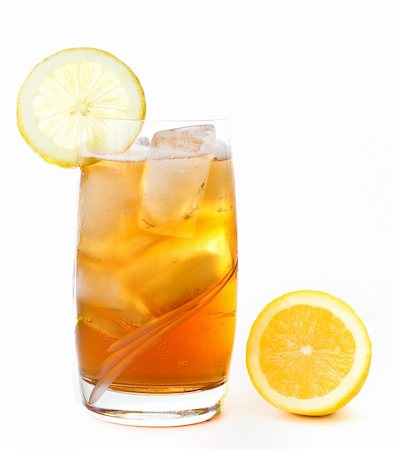 simsearch:400-04644372,k - A glass of ice lemon tea, drink, isolated on white background Foto de stock - Super Valor sin royalties y Suscripción, Código: 400-04309884