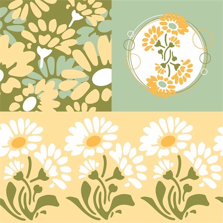 simsearch:400-08158857,k - Vector illustration - retro floral wallpaper Photographie de stock - Aubaine LD & Abonnement, Code: 400-04309897