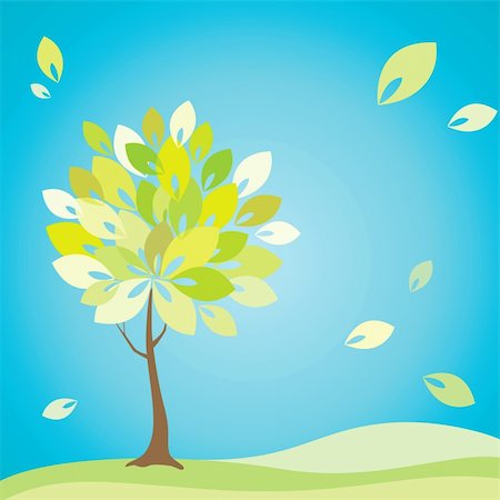 simsearch:400-05246721,k - Tree with green leaves on the field Stockbilder - Microstock & Abonnement, Bildnummer: 400-04309928