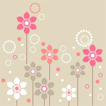 flowers in growing clip art - Stylized pink and white flowers on beige background Stock Photo - Budget Royalty-Free & Subscription, Code: 400-04300010