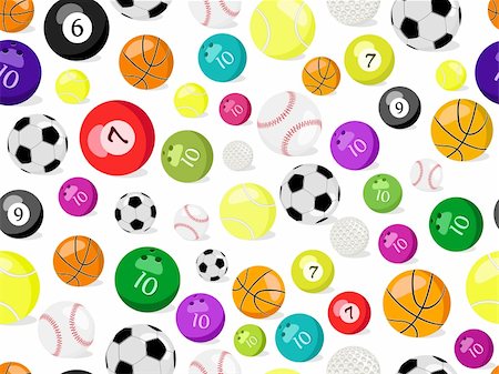 simsearch:400-05115587,k - sport balls seamless pattern. Vector ilustration of sport background. Foto de stock - Super Valor sin royalties y Suscripción, Código: 400-04300024