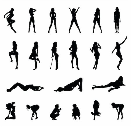 simsearch:400-04863115,k - Collection of high quality women silhouettes vector illustration Photographie de stock - Aubaine LD & Abonnement, Code: 400-04300069
