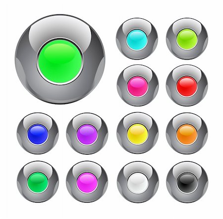 glossy colorful metal button on white background Stock Photo - Budget Royalty-Free & Subscription, Code: 400-04300071