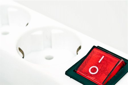 Isolated power outlet with red button Stock Photo - Budget Royalty-Free & Subscription, Code: 400-04300386