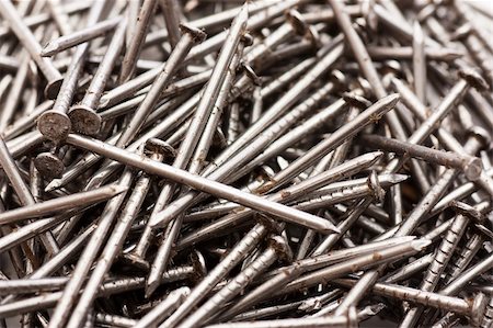 Large pile of steel oiling nails. Macro shot. Stock Photo - Budget Royalty-Free & Subscription, Code: 400-04300397