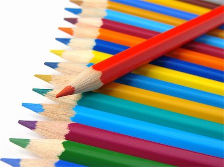 simsearch:400-04362378,k - red pencil with color ones set on white Stock Photo - Budget Royalty-Free & Subscription, Code: 400-04300437