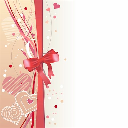 simsearch:400-05703046,k - Greeting card with hearts and red bow Stockbilder - Microstock & Abonnement, Bildnummer: 400-04300478