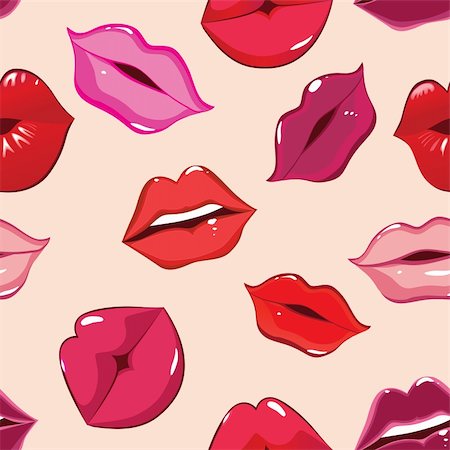 simsearch:400-08098648,k - Seamless pattern, print of lips, vector illustration Stock Photo - Budget Royalty-Free & Subscription, Code: 400-04301065