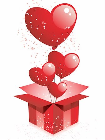 simsearch:400-07265416,k - Vector - Happy Valentine's Day  Gift with Hearts Balloons Stock Photo - Budget Royalty-Free & Subscription, Code: 400-04301112