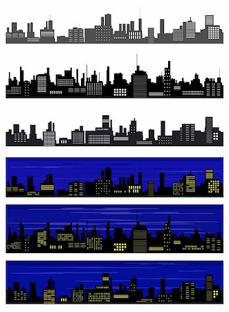 Collection of seamless vector towns Stock Photo - Budget Royalty-Free & Subscription, Code: 400-04301190