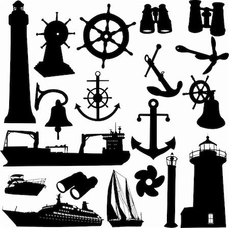 rudder illustration - nautical elements great set Stock Photo - Budget Royalty-Free & Subscription, Code: 400-04301486