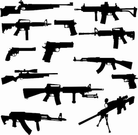 different weapons collection silhouette - vector Photographie de stock - Aubaine LD & Abonnement, Code: 400-04301481