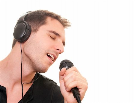 simsearch:400-05050679,k - handsome man singing. Isolated over white background Stock Photo - Budget Royalty-Free & Subscription, Code: 400-04301674