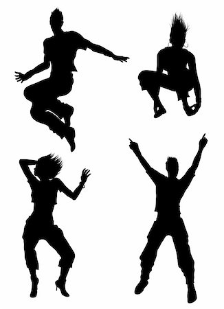 simsearch:400-04872117,k - Young dancer  silhouettes isolated on white background Foto de stock - Royalty-Free Super Valor e Assinatura, Número: 400-04301886