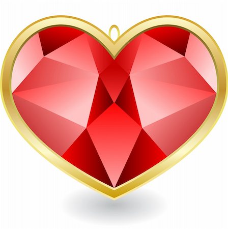 Red large diamond heart-shaped at the rim of gold Photographie de stock - Aubaine LD & Abonnement, Code: 400-04302548
