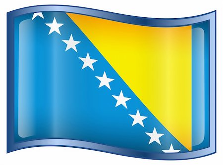 simsearch:400-04817643,k - Bosnia and Herzegovina Flag icon, isolated on white background. Foto de stock - Super Valor sin royalties y Suscripción, Código: 400-04302587