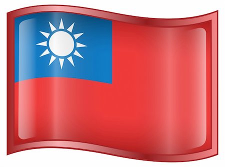 Taiwan Flag icon, isolated on white background. Stock Photo - Budget Royalty-Free & Subscription, Code: 400-04302600