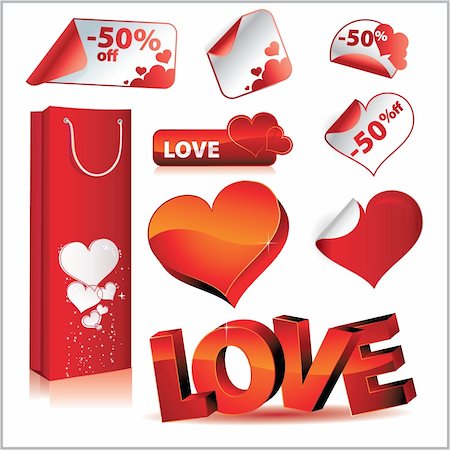 simsearch:400-04907711,k - Vector illustrations - love, stickers, bag Stock Photo - Budget Royalty-Free & Subscription, Code: 400-04302915
