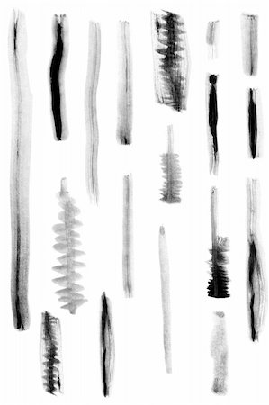 paint line brushes - black paint brush marks on white background Stock Photo - Budget Royalty-Free & Subscription, Code: 400-04302933