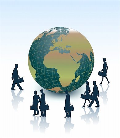 simsearch:400-04082063,k - People and a large earth globe conceptual business illustration. Stock Photo - Budget Royalty-Free & Subscription, Code: 400-04303157