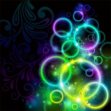 abstract glowing background with rings on black. Vector illustration Stock Photo - Budget Royalty-Free & Subscription, Code: 400-04303224