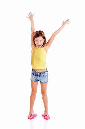 simsearch:400-05745952,k - Portrait of a beautiful and confident girl with arms on the air, isolated one white Stock Photo - Budget Royalty-Free & Subscription, Code: 400-04303390
