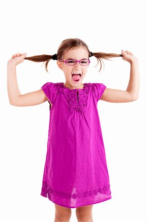 simsearch:400-05069351,k - Girl pulling her hair out, isolated on white background Stock Photo - Budget Royalty-Free & Subscription, Code: 400-04303392