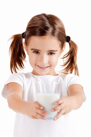 Portrait of a little girl holding a cup of milk, isolated on white Stock Photo - Budget Royalty-Free & Subscription, Code: 400-04303423