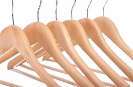 Wooden Clothes Hangers isolated on the white Stock Photo - Budget Royalty-Free & Subscription, Code: 400-04303544