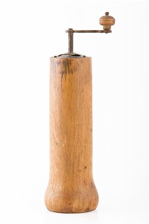 sel & poivre - vintage brown grinder, wooden made, on white background Foto de stock - Super Valor sin royalties y Suscripción, Código: 400-04303595