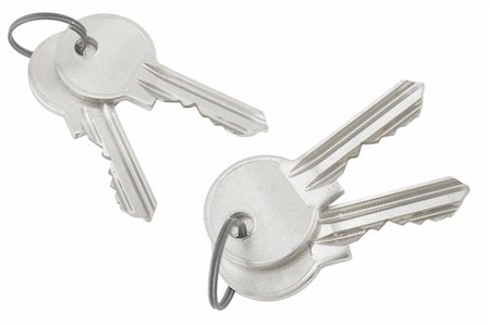 simsearch:400-07338365,k - silver bunch of keys on white background Fotografie stock - Microstock e Abbonamento, Codice: 400-04303591