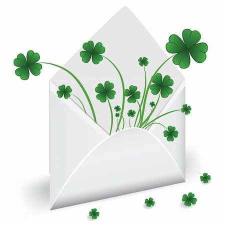Open envelope with clover to St. Patrick's Day. Vector illustration. Element for design. Stock Photo - Budget Royalty-Free & Subscription, Code: 400-04303698
