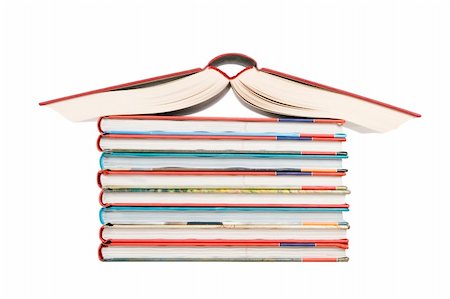 color tower books on white background arranged in house shape Stock Photo - Budget Royalty-Free & Subscription, Code: 400-04303759
