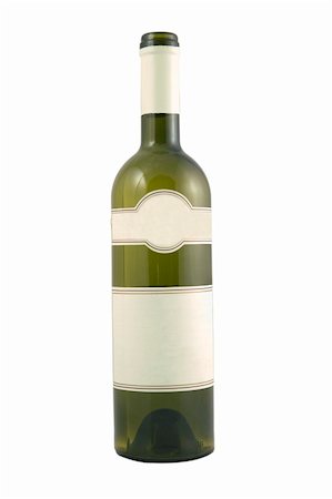 isolated green bottle for wine with blank tag Stock Photo - Budget Royalty-Free & Subscription, Code: 400-04303838