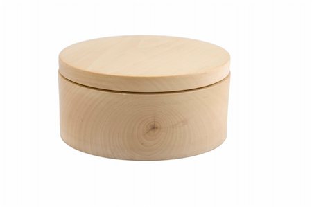 front view of wooden round box on white background Stock Photo - Budget Royalty-Free & Subscription, Code: 400-04303839