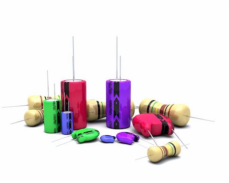 simsearch:400-04310985,k - 3D Render of Capacitors Resistors and semi-conductors Stock Photo - Budget Royalty-Free & Subscription, Code: 400-04303876