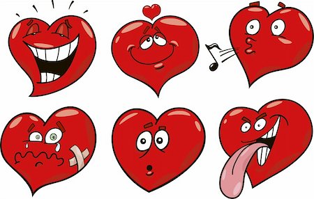 cartoon illustration of funny hearts collection Stock Photo - Budget Royalty-Free & Subscription, Code: 400-04314071