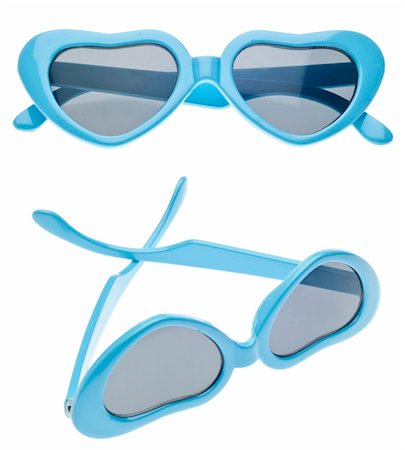 simsearch:400-04755656,k - Blue Heart Summer Child Size Sunglasses in Two Views Isolated on White with a Clipping Path. Stock Photo - Budget Royalty-Free & Subscription, Code: 400-04314099