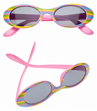 simsearch:400-04755656,k - Pink striped Summer Child Size Sunglasses in Two Views Isolated on White with a Clipping Path. Stock Photo - Budget Royalty-Free & Subscription, Code: 400-04314100