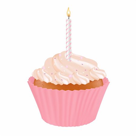 fancy candle - Birthday Cupcake With Candles, Isolated On White Background, Vector Illustration Stock Photo - Budget Royalty-Free & Subscription, Code: 400-04314258