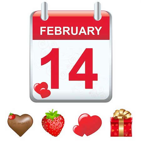 simsearch:400-08629780,k - Calendar And Valentine's Icons, Isolated On White Background, Vector Illustration Stockbilder - Microstock & Abonnement, Bildnummer: 400-04314275