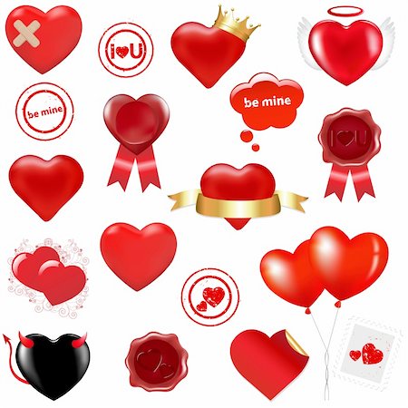 simsearch:400-04314352,k - Collection Love Elements, Isolated On White Background, Vector Illustration Stock Photo - Budget Royalty-Free & Subscription, Code: 400-04314279