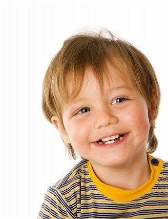 Happy Boy in three years age laughing isolated on white Stockbilder - Microstock & Abonnement, Bildnummer: 400-04314318
