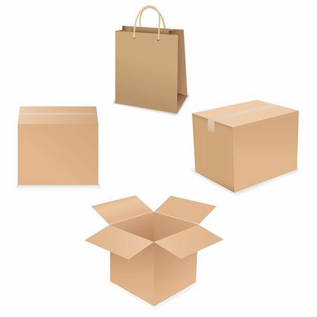 simsearch:400-04407352,k - Shipping Box Set, Isolated On White Background, Vector Illustration Photographie de stock - Aubaine LD & Abonnement, Code: 400-04314379