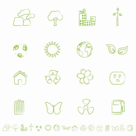 Ecological and environmental symbols icon set Stock Photo - Budget Royalty-Free & Subscription, Code: 400-04314515