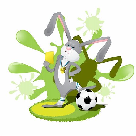 Illustration, rabbit soccer judge with yellow card Stock Photo - Budget Royalty-Free & Subscription, Code: 400-04314572