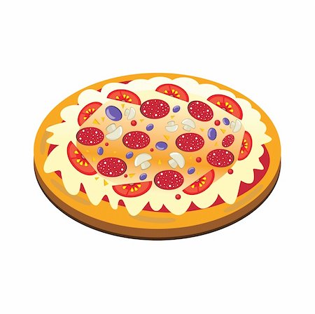 pie top - Appetizing isolated pizza on the white background. Vector illustration. Stock Photo - Budget Royalty-Free & Subscription, Code: 400-04314772