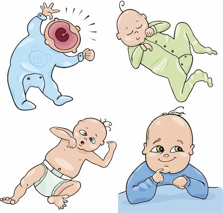 screaming crying baby - cartoon illustration of cute little babies set Stock Photo - Budget Royalty-Free & Subscription, Code: 400-04314787